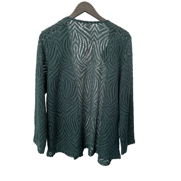 Chicos Crochet Lace Open Front Cardigan Sweater Size 2 Medium  Cover Up NEW - Picture 2 of 6